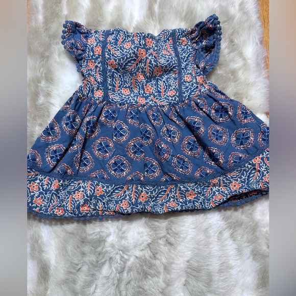 Roller Rabbit Other - Roller Rabbit Baby Girl Blue Floral Boho Tiered Dress 12-18 Months